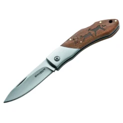 Couteau De Poche Caveman Steel Manche Bois Gravé Boker Magnum